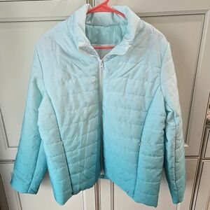 NWOT Turquoise Ombre Quilted Jacket Size XL (Fits more like a Large)
